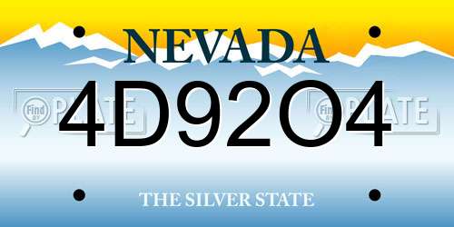 4D92O4 Nevada License Plate