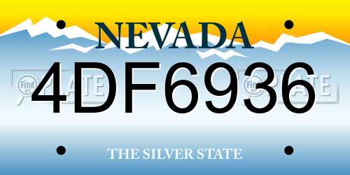 4DF6936 Nevada License Plate
