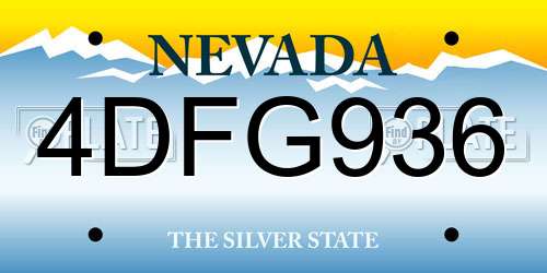 4DFG936 Nevada License Plate