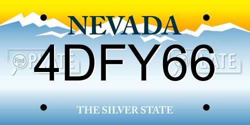 4DFY66 Nevada License Plate