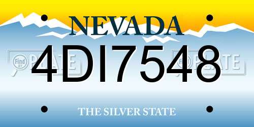 4DI7548 Nevada License Plate