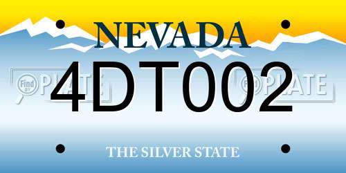 4DT002 Nevada License Plate