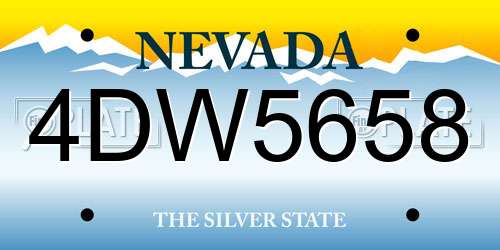 4DW5658 Nevada License Plate