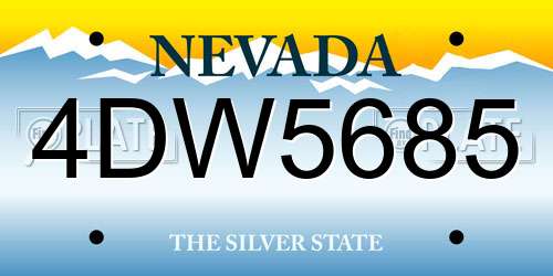 4DW5685 Nevada License Plate