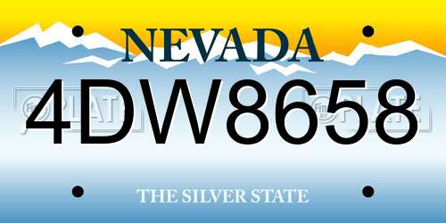 4DW8658 Nevada License Plate