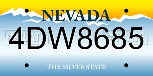 4DW8685 Nevada License Plate