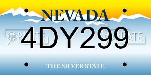4DY299 Nevada License Plate