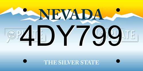 4DY799 Nevada License Plate