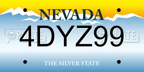 4DYZ99 Nevada License Plate