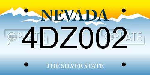 4DZ002 Nevada License Plate