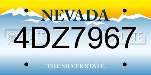 4DZ7967 Nevada License Plate