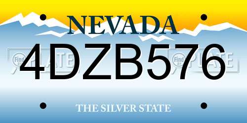 4DZB576 Nevada License Plate