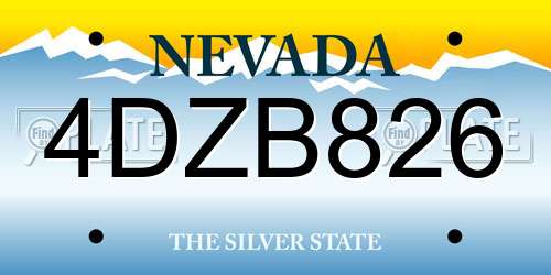 4DZB826 Nevada License Plate