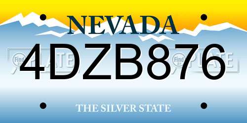 4DZB876 Nevada License Plate