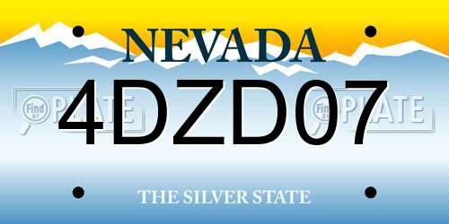 4DZD07 Nevada License Plate