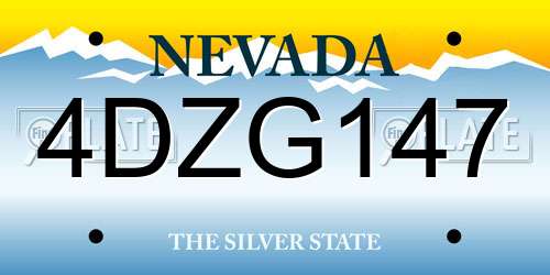 4DZG147 Nevada License Plate
