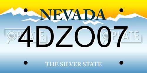 4DZO07 Nevada License Plate