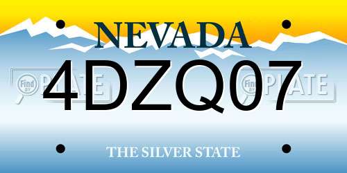 4DZQ07 Nevada License Plate