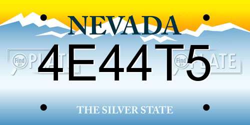 4E44T5 Nevada License Plate