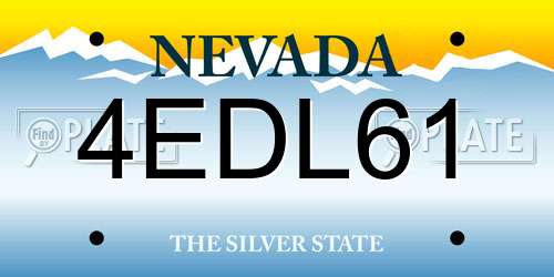 4EDL61 Nevada License Plate