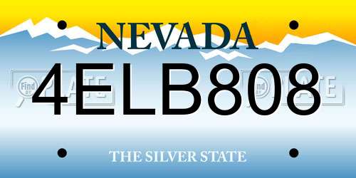 4ELB808 Nevada License Plate