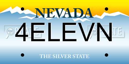 4ELEVN Nevada License Plate