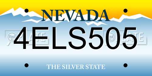 4ELS505 Nevada License Plate