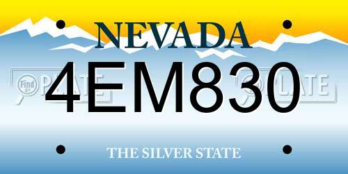 4EM830 Nevada License Plate