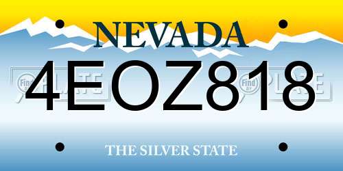 4EOZ818 Nevada License Plate
