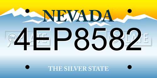 4EP8582 Nevada License Plate