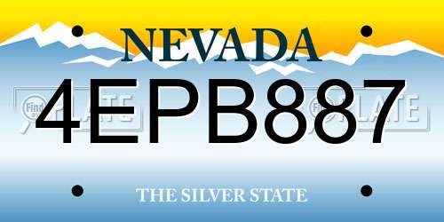 4EPB887 Nevada License Plate