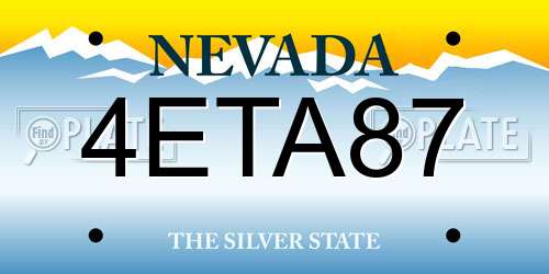 4ETA87 Nevada License Plate