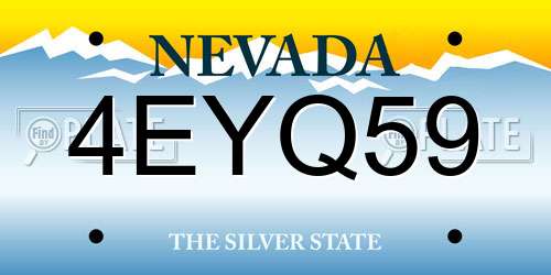 4EYQ59 Nevada License Plate