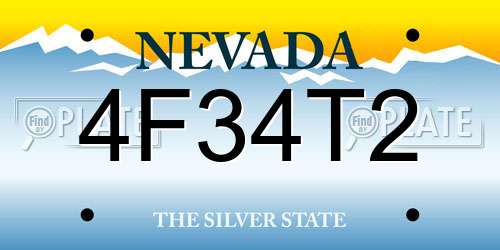 4F34T2 Nevada License Plate