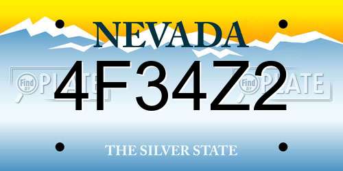 4F34Z2 Nevada License Plate