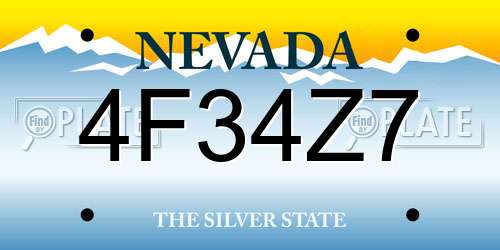4F34Z7 Nevada License Plate