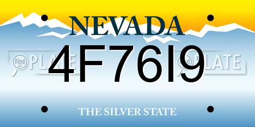 4F76I9 Nevada License Plate