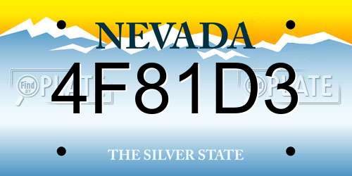 4F81D3 Nevada License Plate