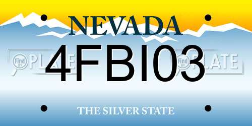 4FBI03 Nevada License Plate
