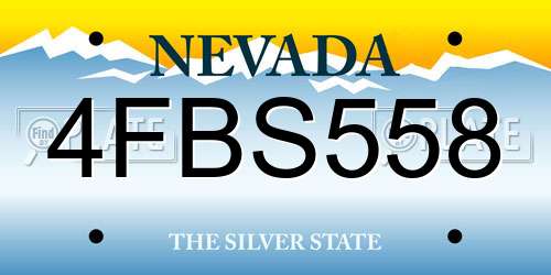 4FBS558 Nevada License Plate