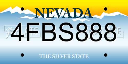 4FBS888 Nevada License Plate