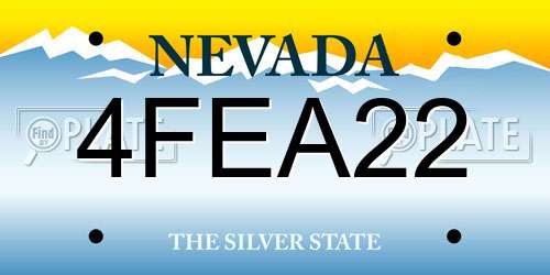 4FEA22 Nevada License Plate