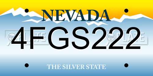 4FGS222 Nevada License Plate