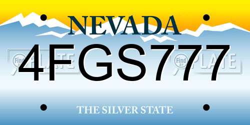4FGS777 Nevada License Plate