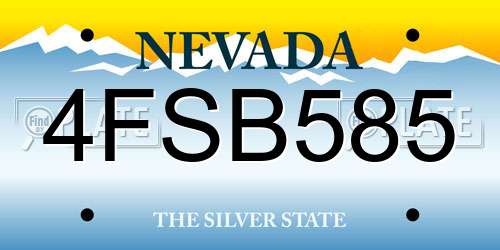 4FSB585 Nevada License Plate