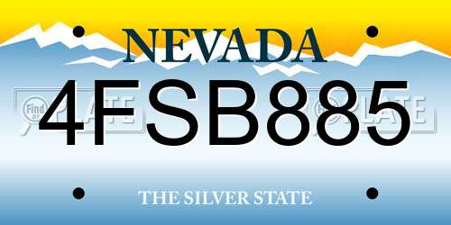 4FSB885 Nevada License Plate