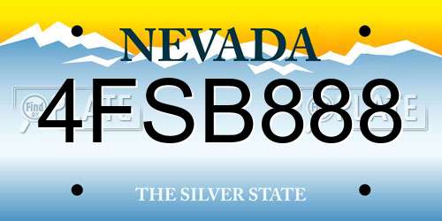 4FSB888 Nevada License Plate
