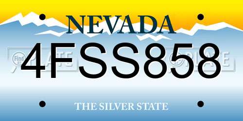 4FSS858 Nevada License Plate