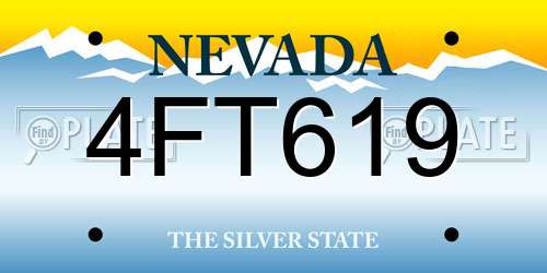 4FT619 Nevada License Plate