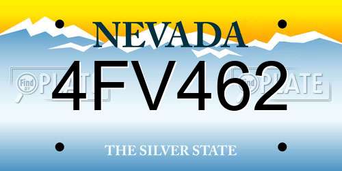 4FV462 Nevada License Plate